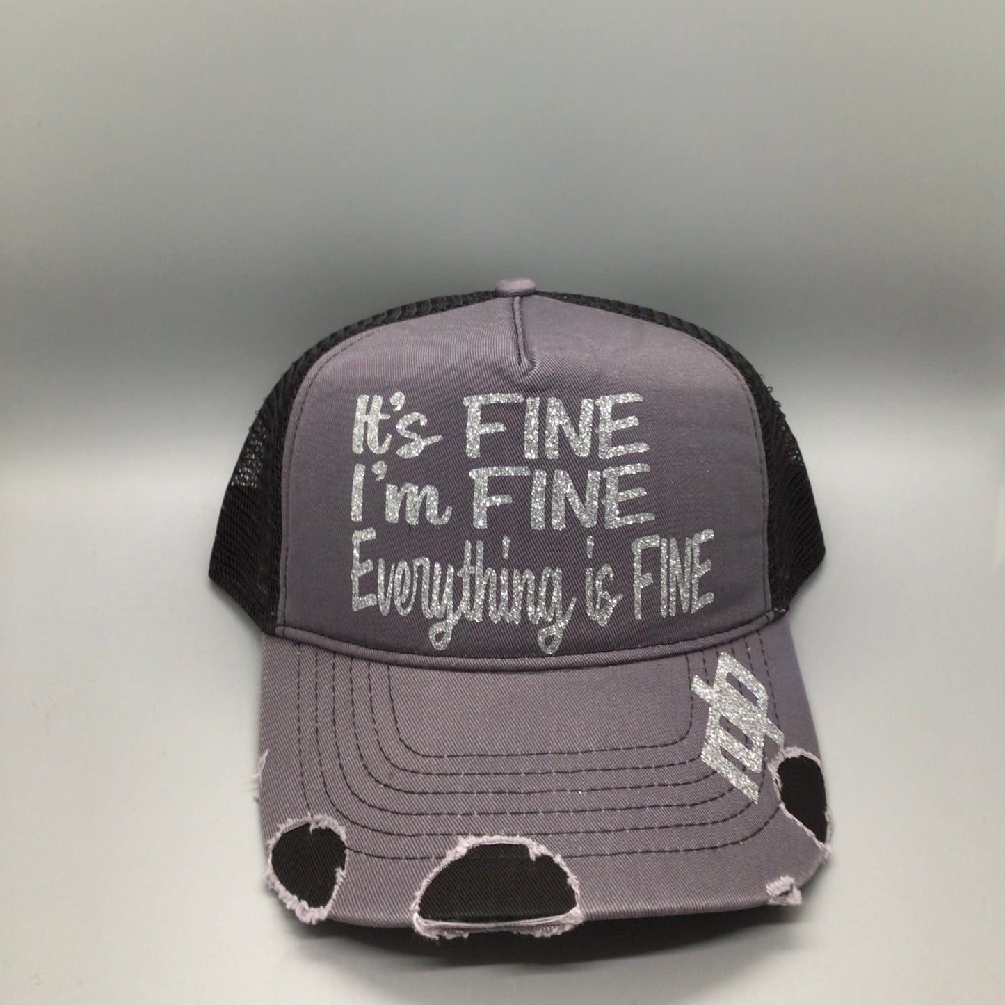Womens "It's Fine, I'm Fine, Everything is Fine" Shimmer Hat