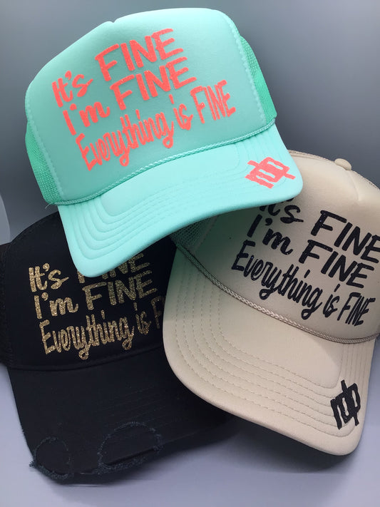 Womens "It's Fine, I'm Fine, Everything is Fine" Shimmer Hat