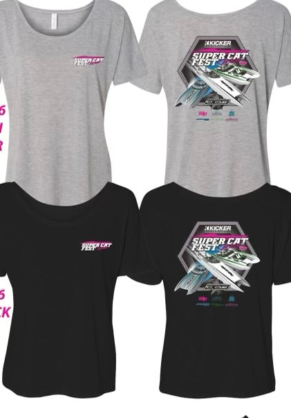 Super Cat Fest West Women's Black or Grey Tee