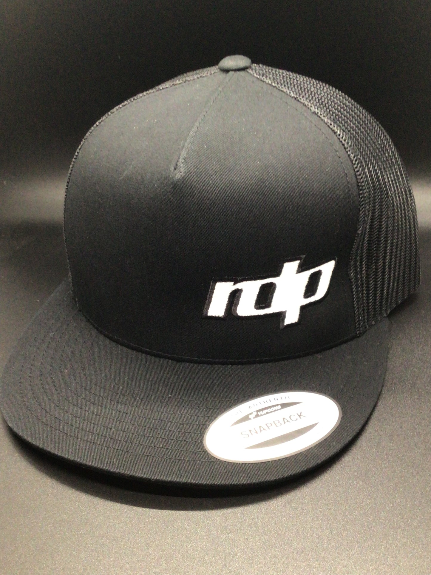 Authentic Snapback Flat Bill-Black/Black Mesh