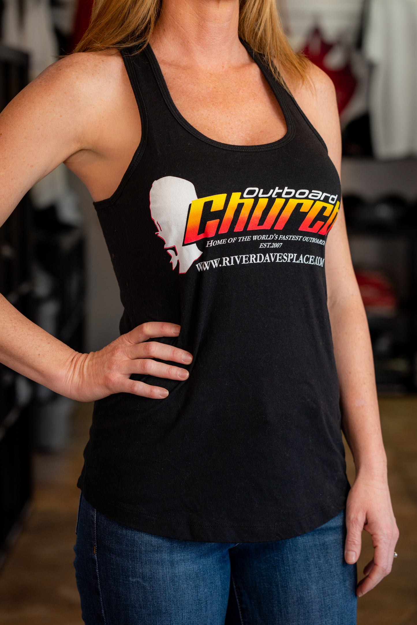 Outboard Church -Women's Tank (Black)