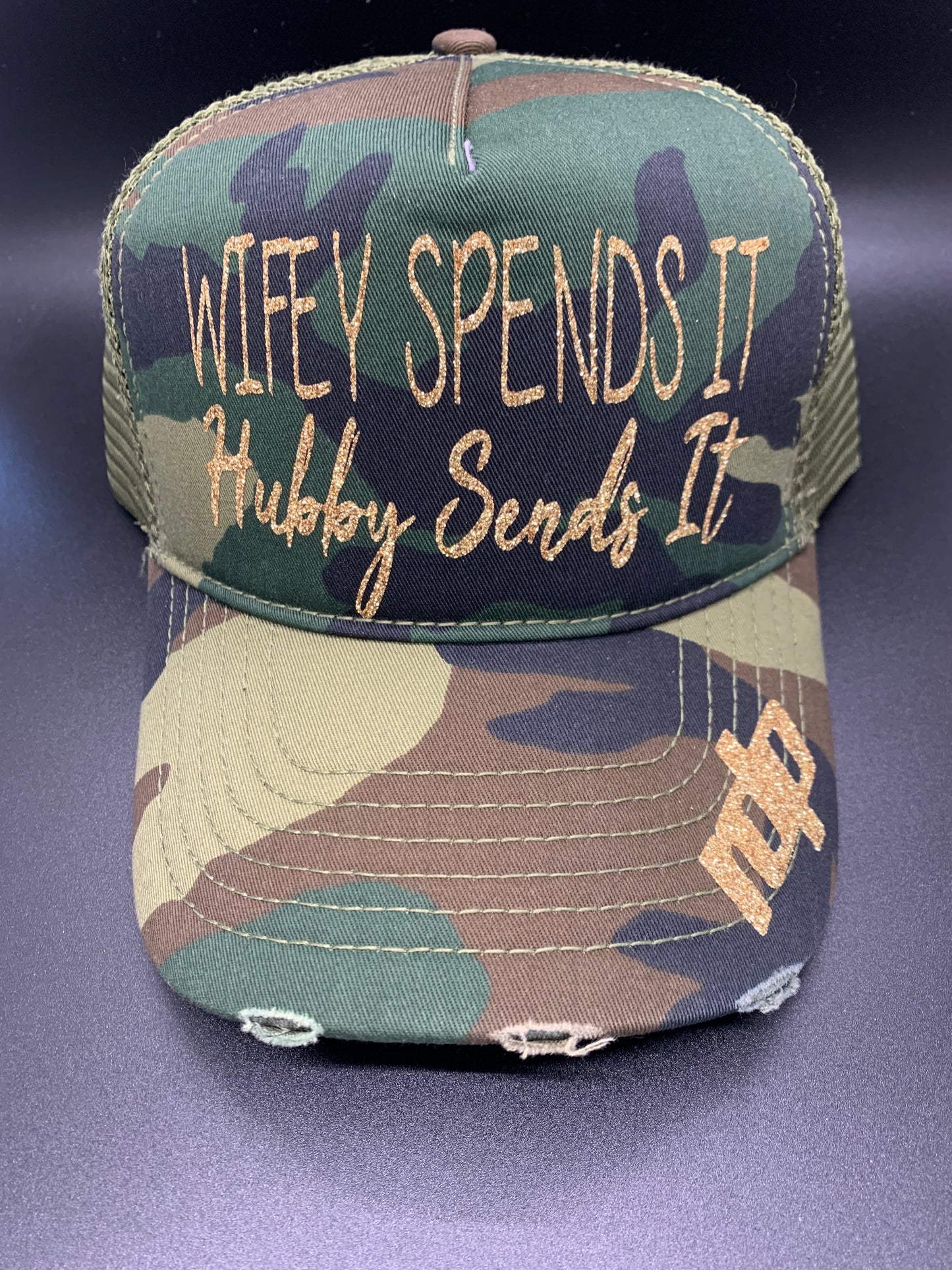 Women's 'Wifey Spends It Hubby Sends It' Shimmer Snapback