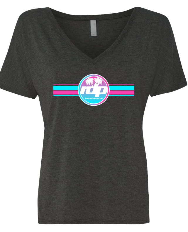 Women's Neon Design Dark Heather V-Neck