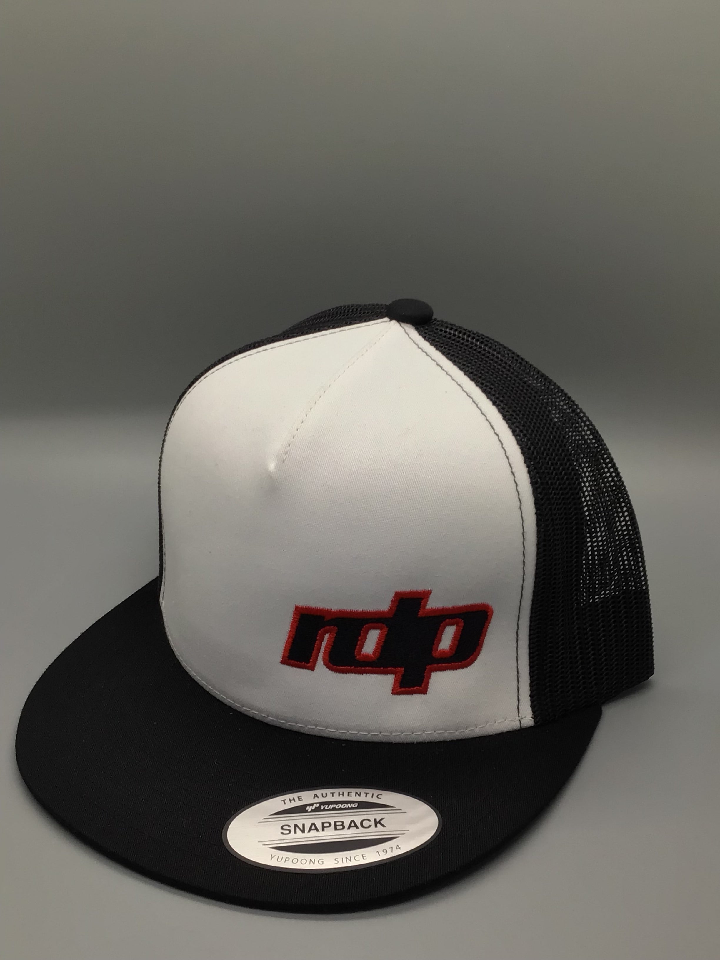 Authentic Snapback Flat Bill- White/Black Mesh