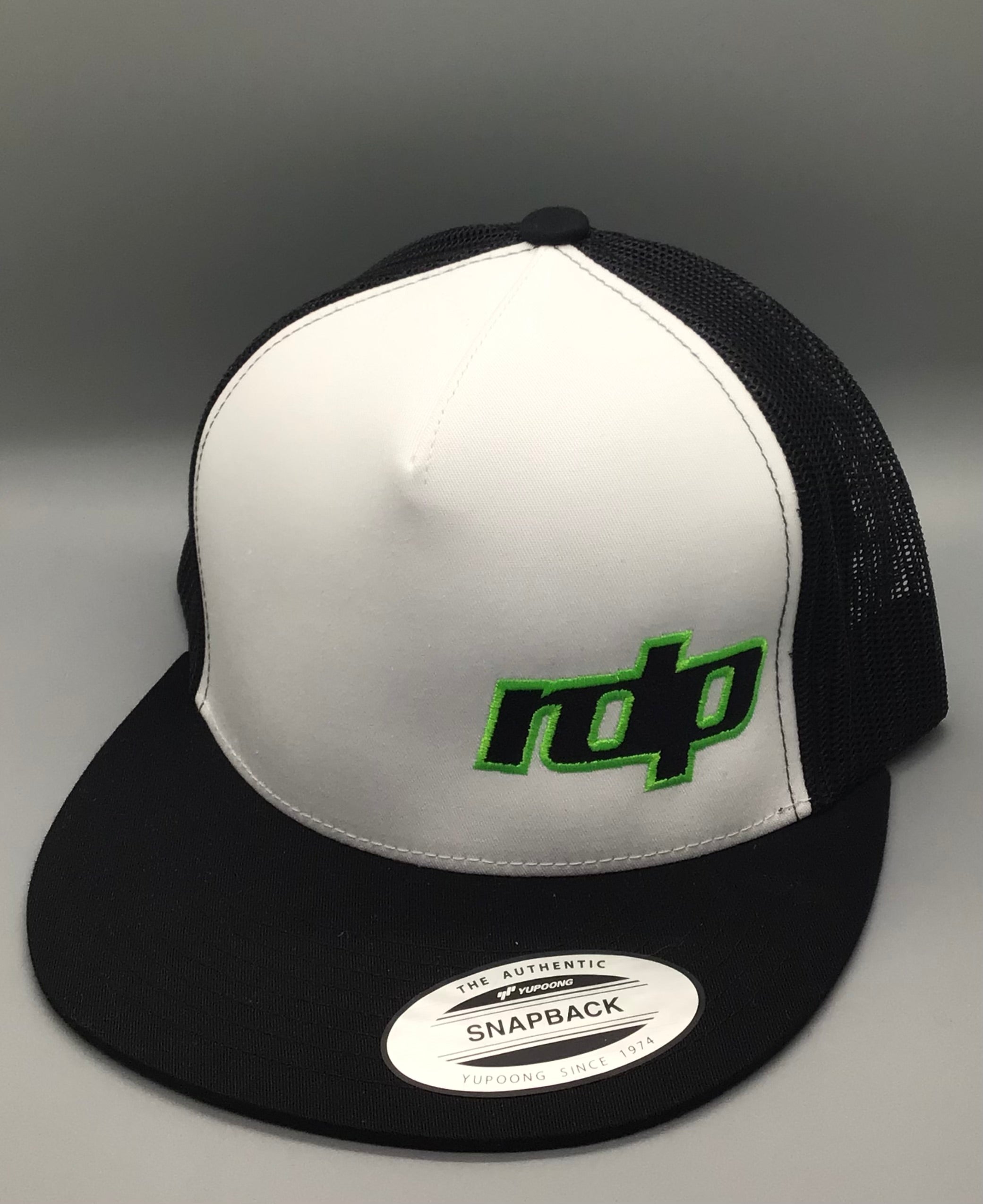 Authentic Snapback Flat Bill- White/Black Mesh