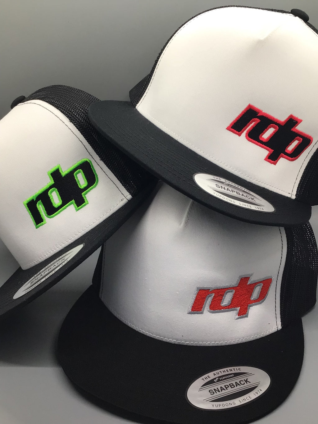 Authentic Snapback Flat Bill- White/Black Mesh