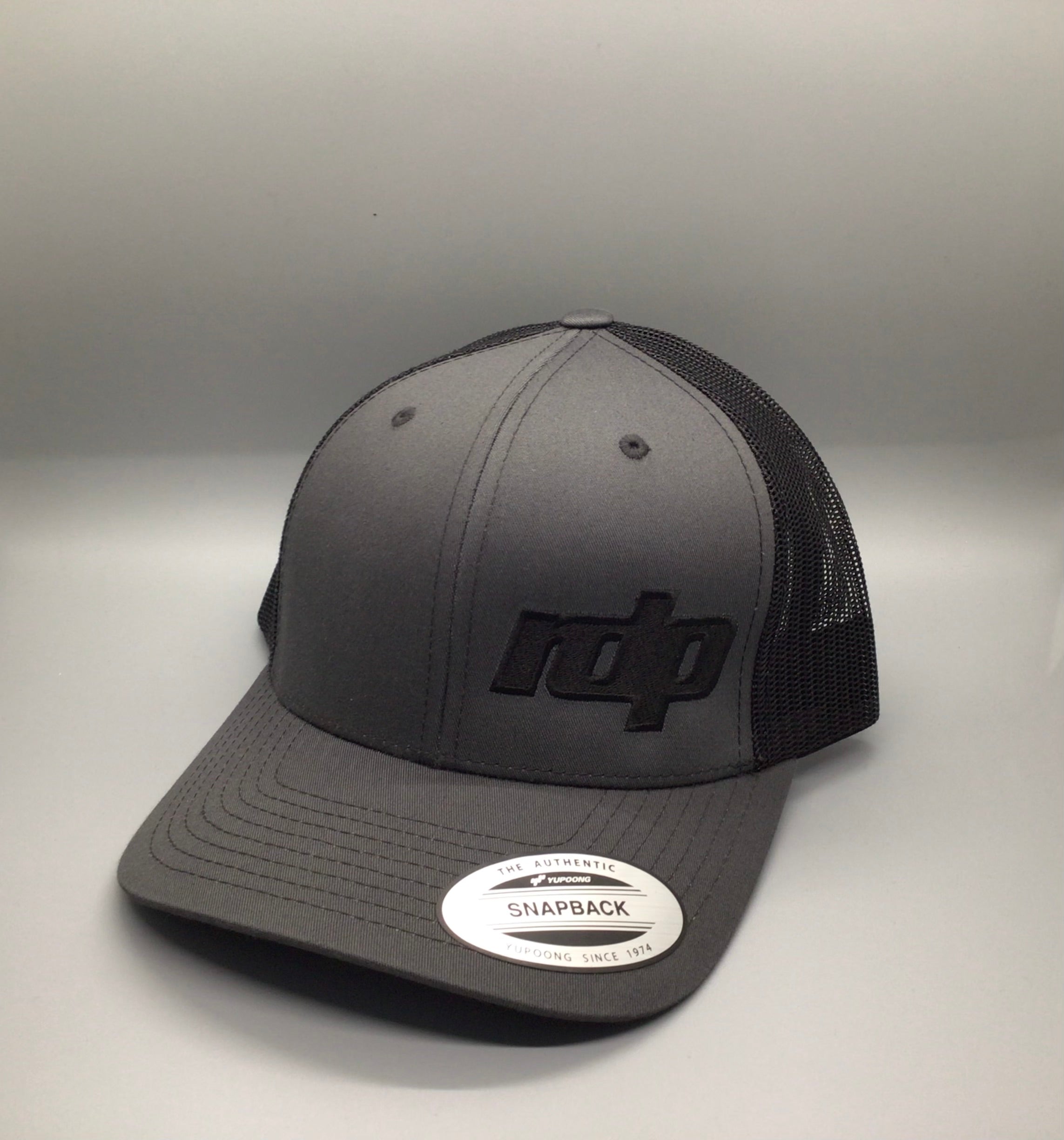 Authentic Snapback- Charcoal Gray/Black Mesh