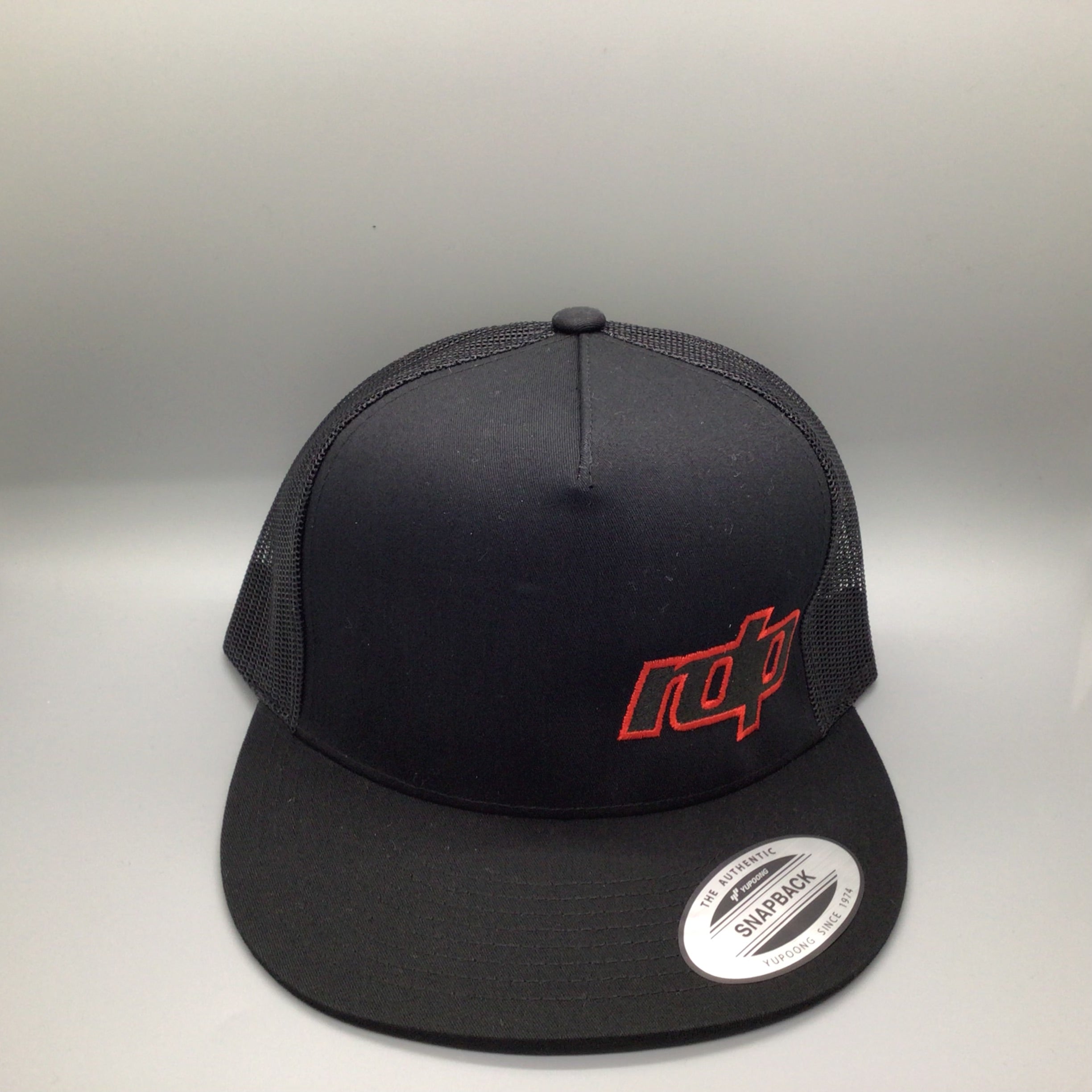 Authentic Snapback Flat Bill-Black/Black Mesh