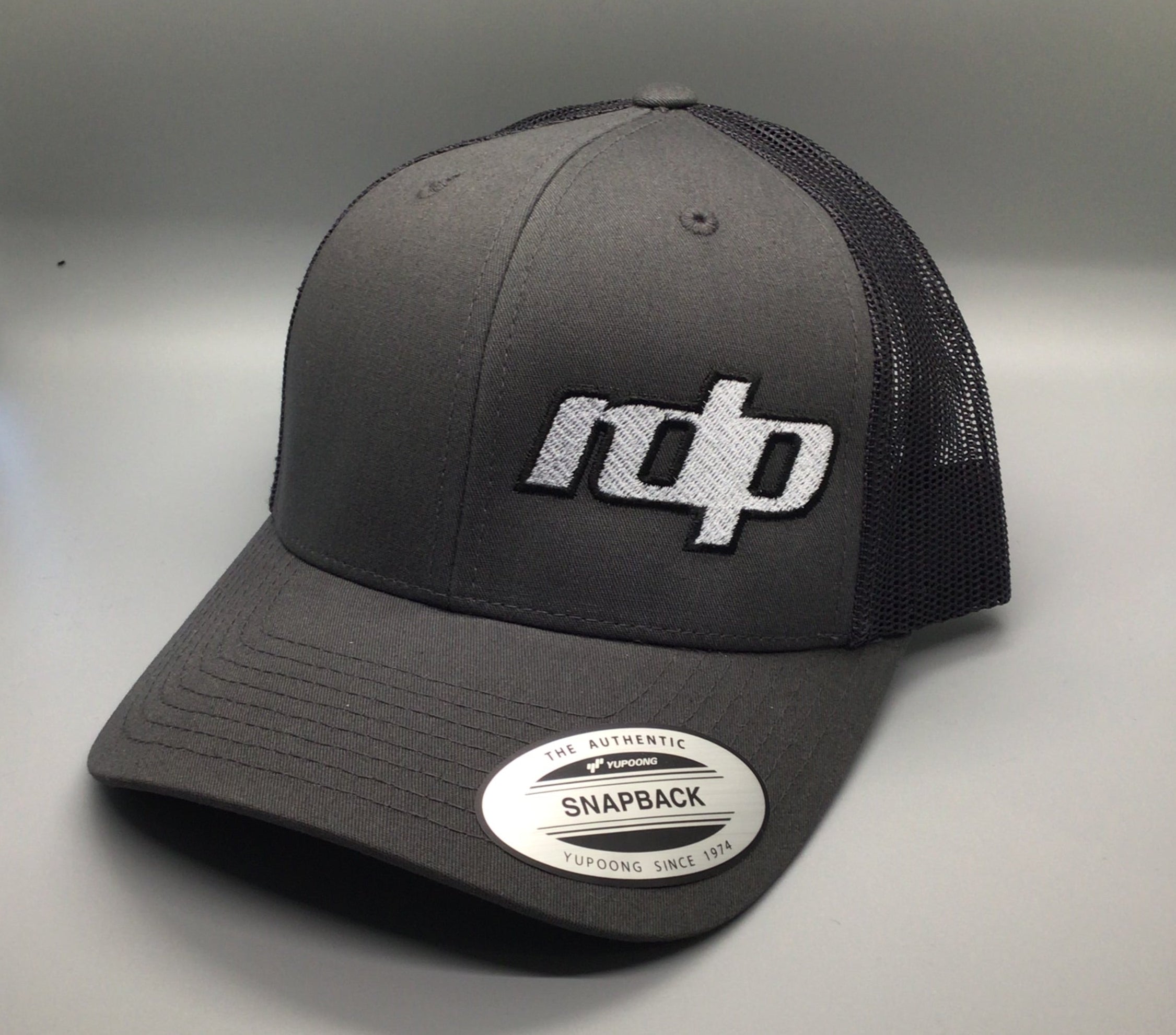 Authentic Snapback- Charcoal Gray/Black Mesh