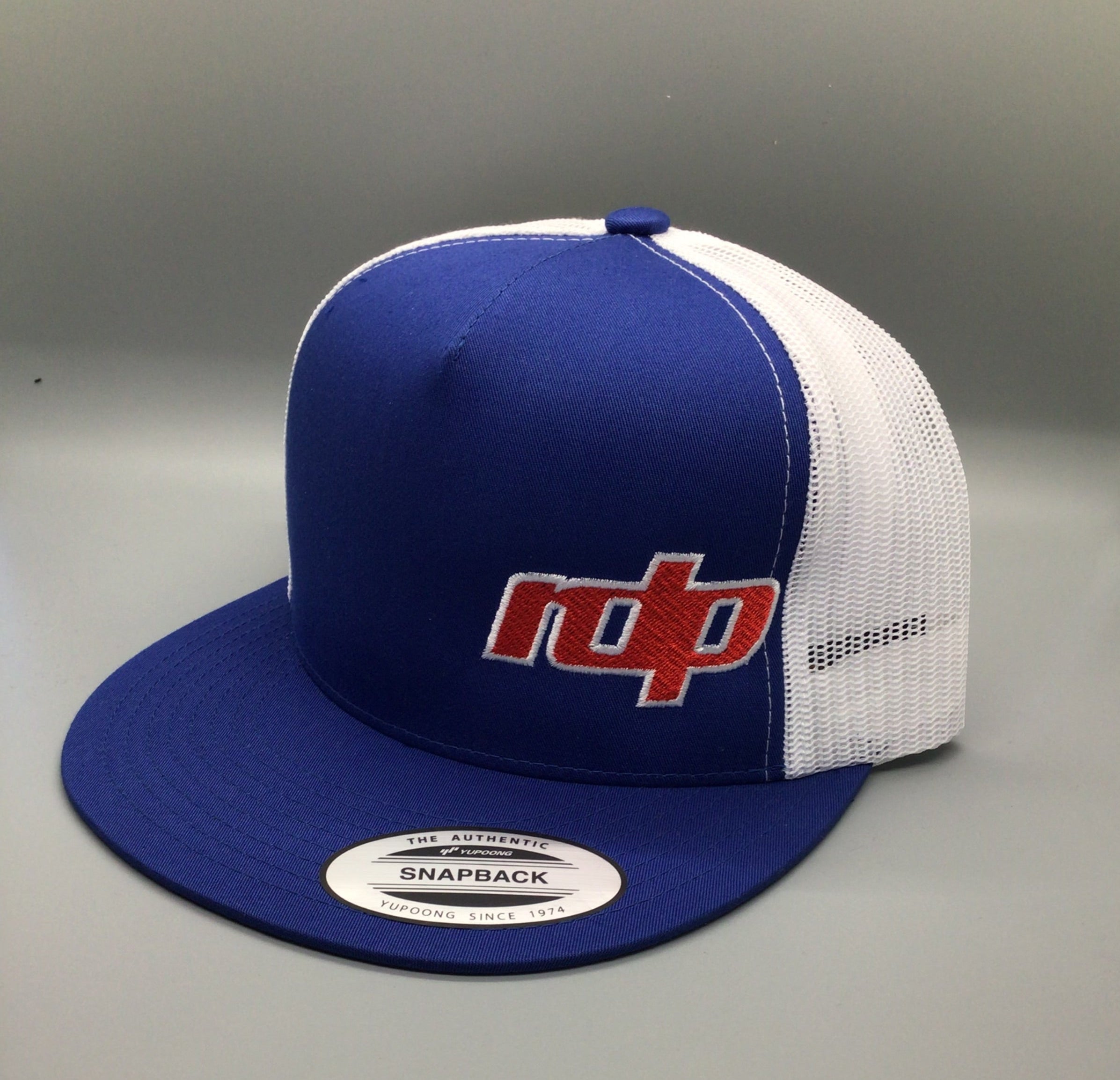 Authentic SnapBack Flatbill Blue/White Mesh