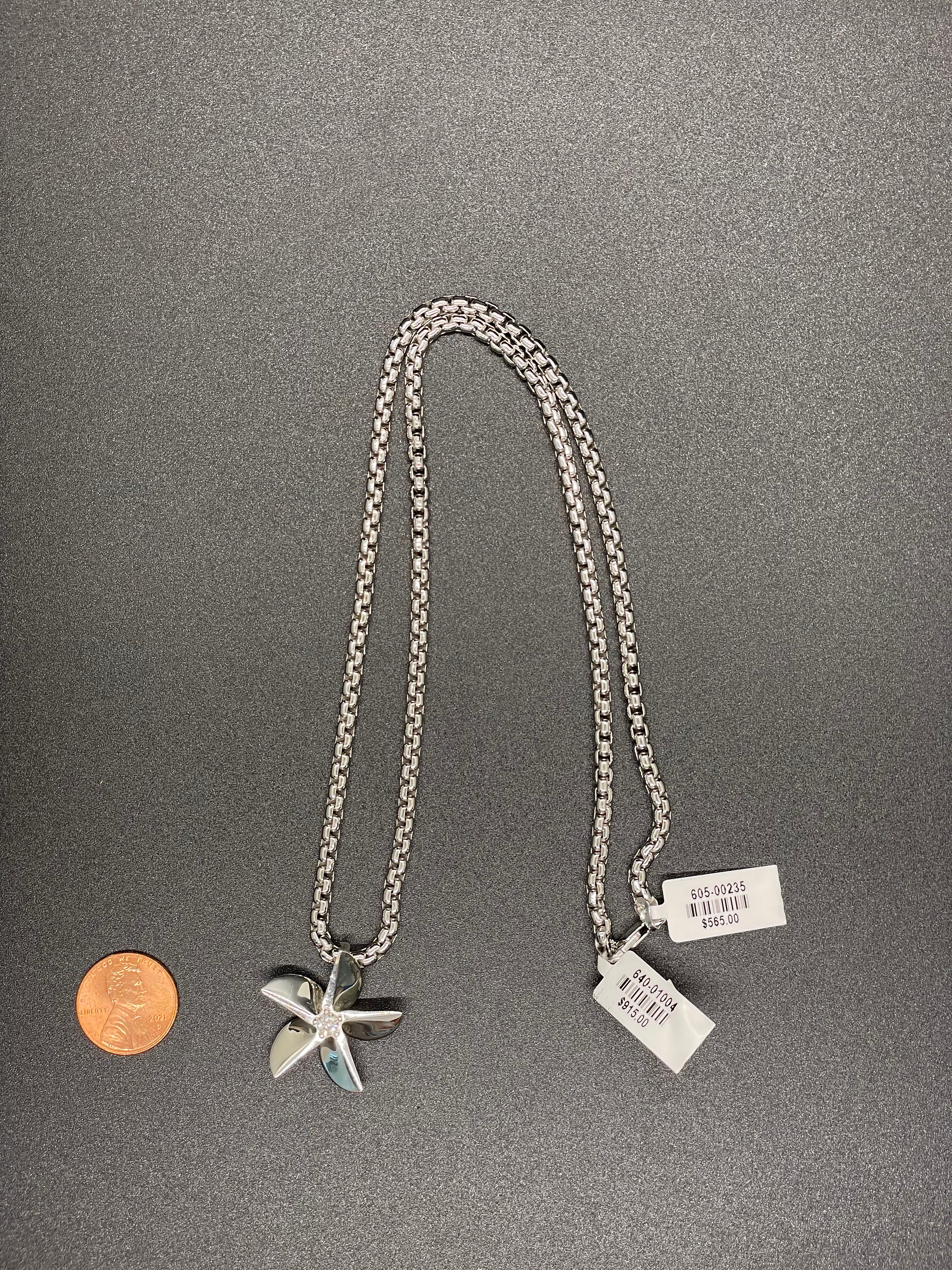 28MM Sterling Silver w/Diamond Necklace