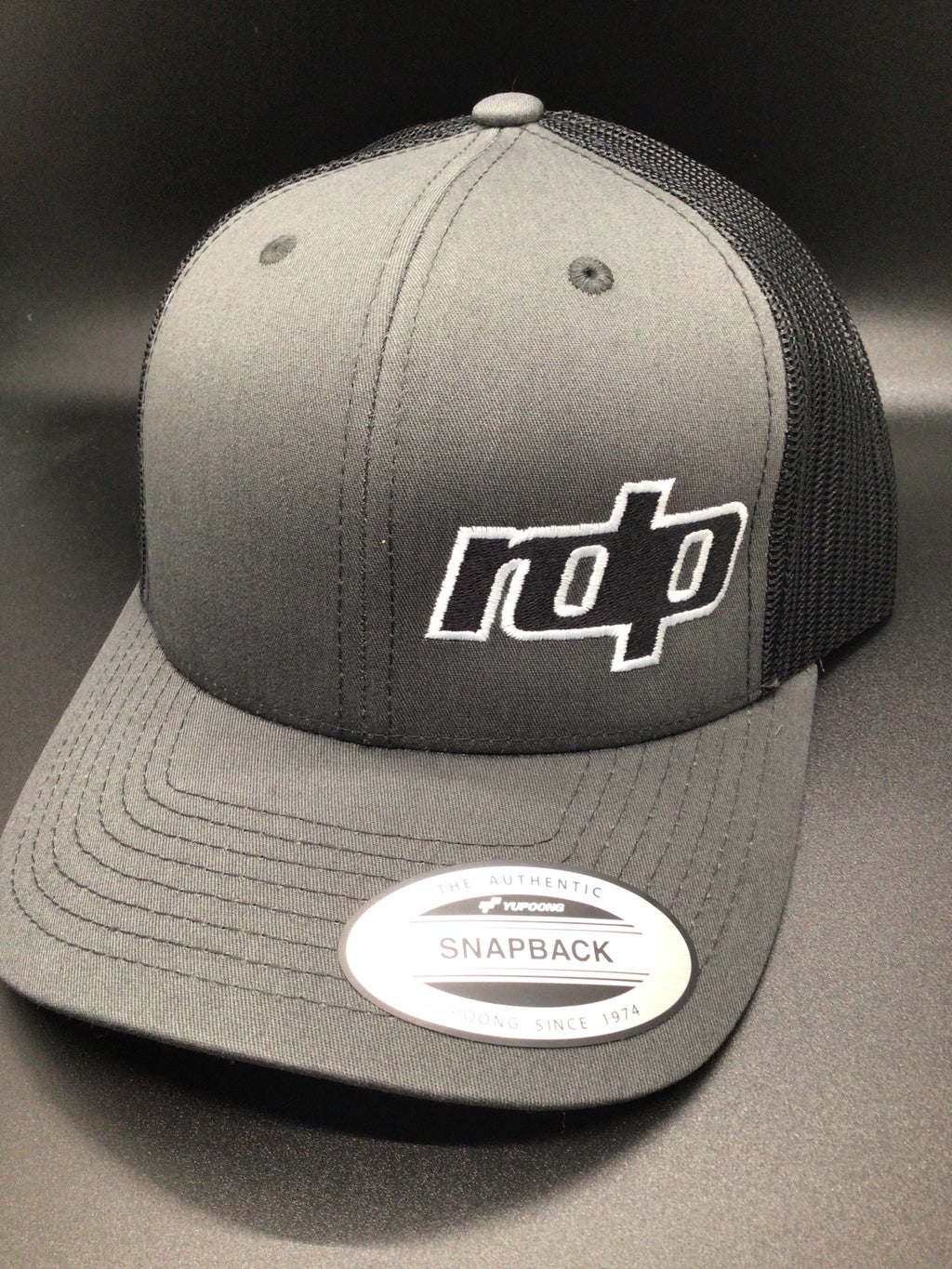 Authentic Snapback- Charcoal Grey/Black Mesh