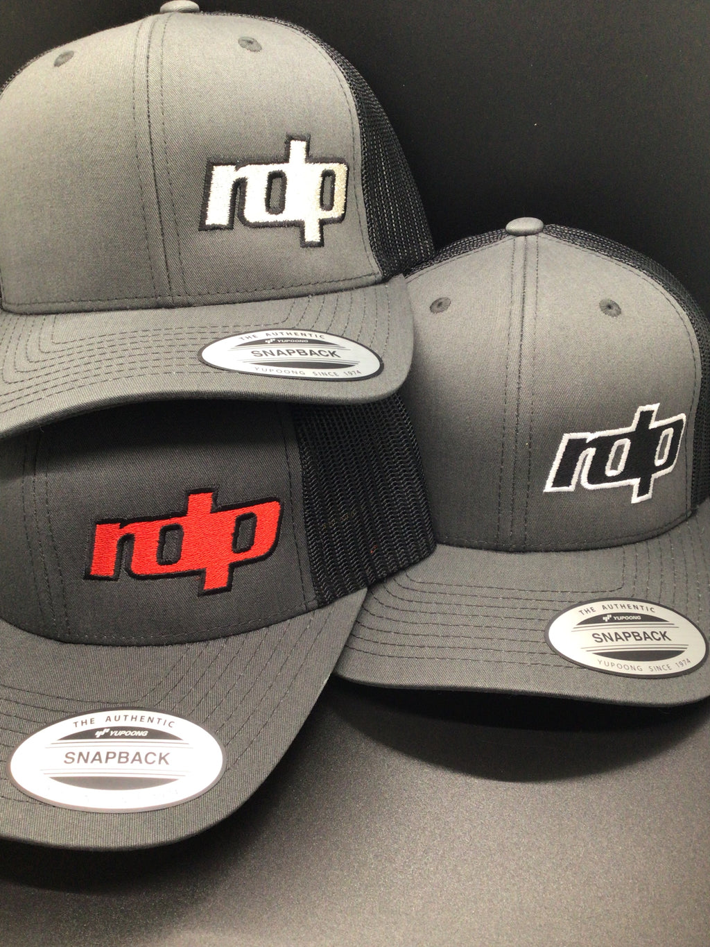 Authentic Snapback- Charcoal Grey/Black Mesh