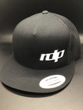 Authentic Snapback Flat Bill-Black/Black Mesh