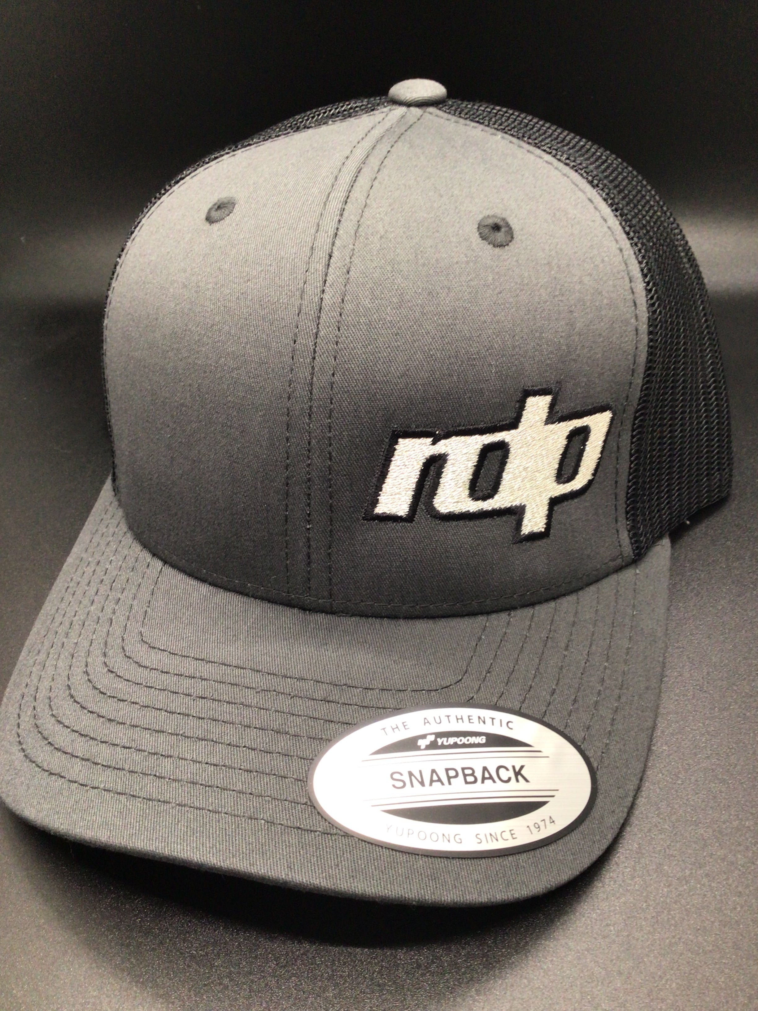 Authentic Snapback- Charcoal Grey/Black Mesh