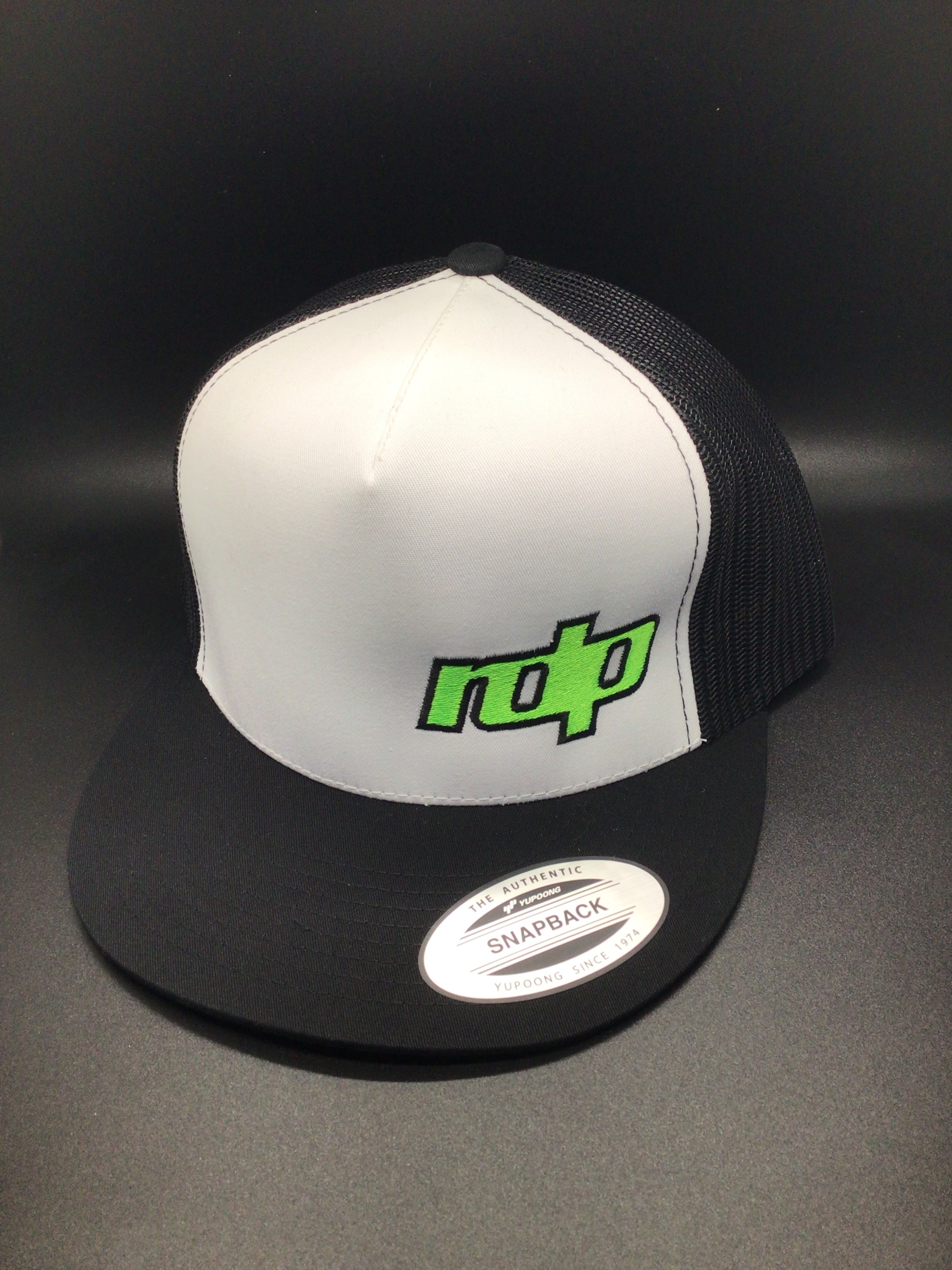 Authentic Snapback Flat Bill- White/Black Mesh