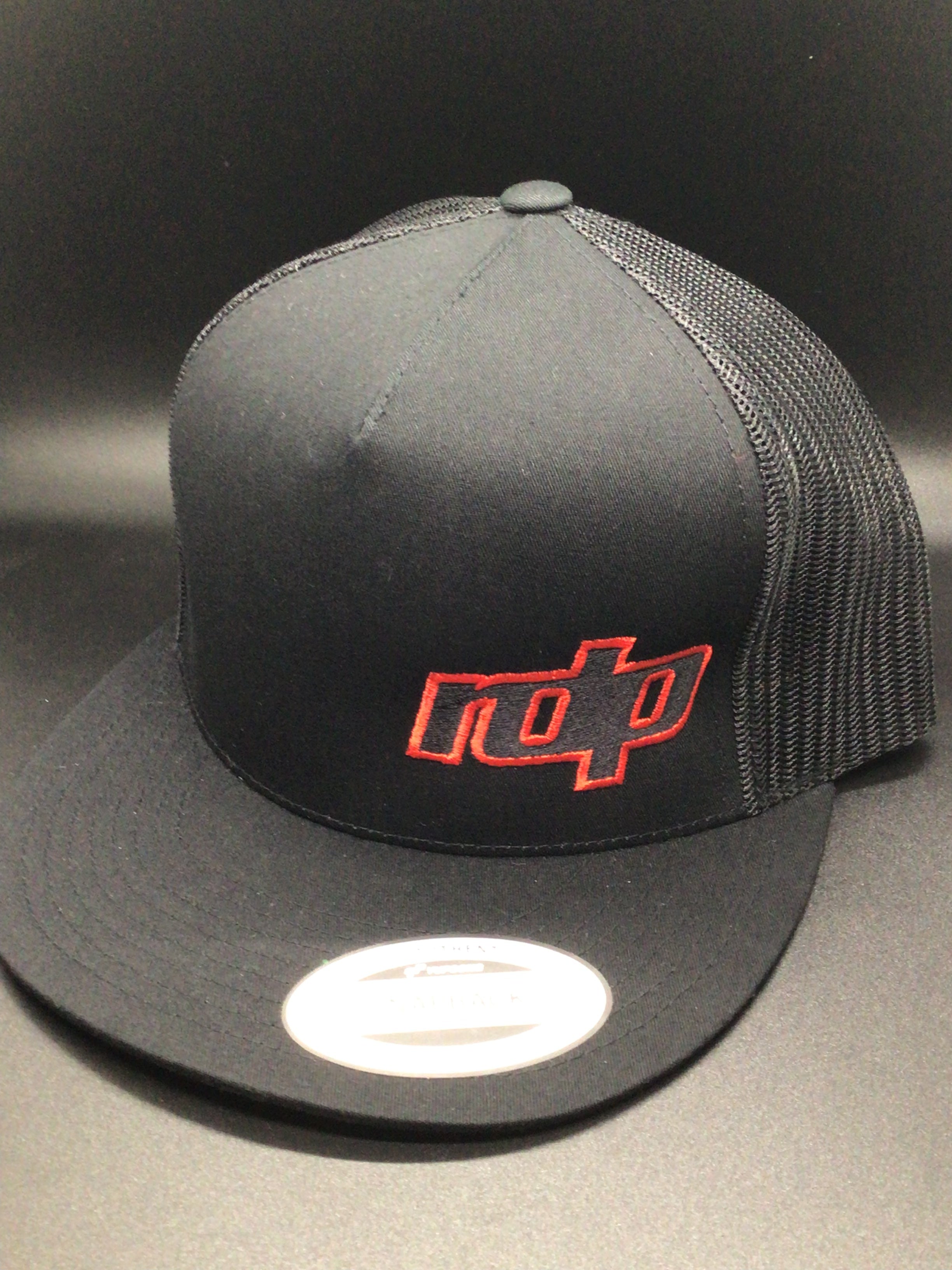 Authentic Snapback Flat Bill-Black/Black Mesh