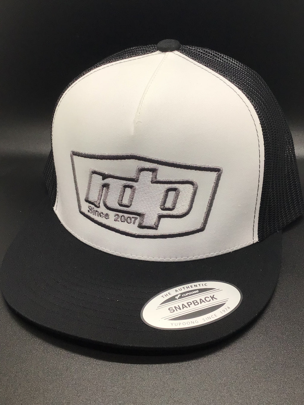 Authentic Snapback Flat Bill-Black/Black Mesh