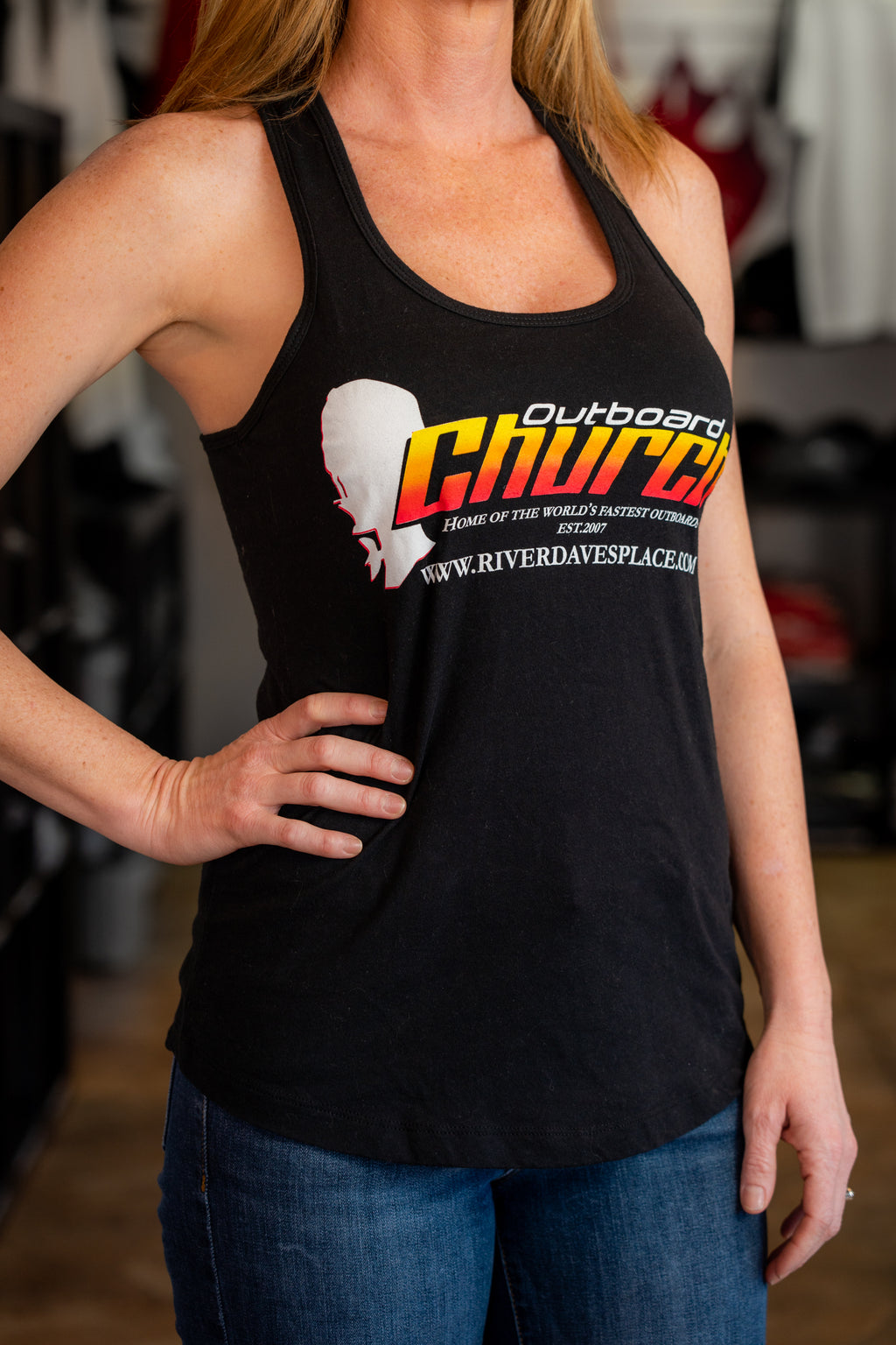 Outboard Church  -Women's Tank (Black)
