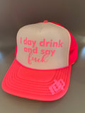 Womens "I Day Drink And Say F*ck" Snapback Shimmer Hat