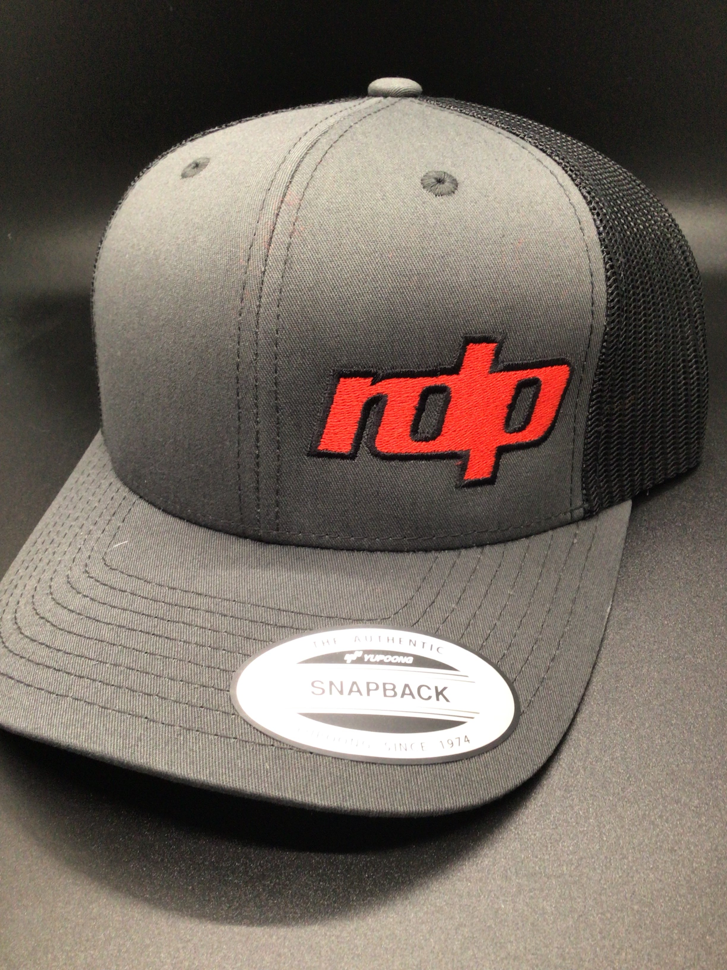 Authentic Snapback- Charcoal Grey/Black Mesh