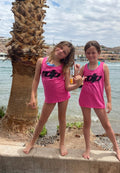 Girls 'RDP' Grunge Design Tank -Pink