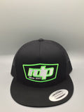 Authentic Snapback Flat Bill-Black/Black Mesh