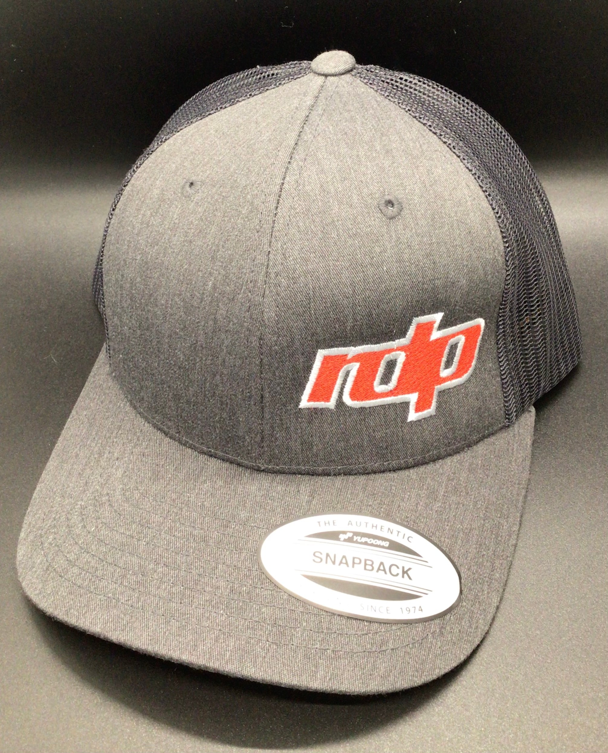 Authentic Snapback- Charcoal Grey/Black Mesh