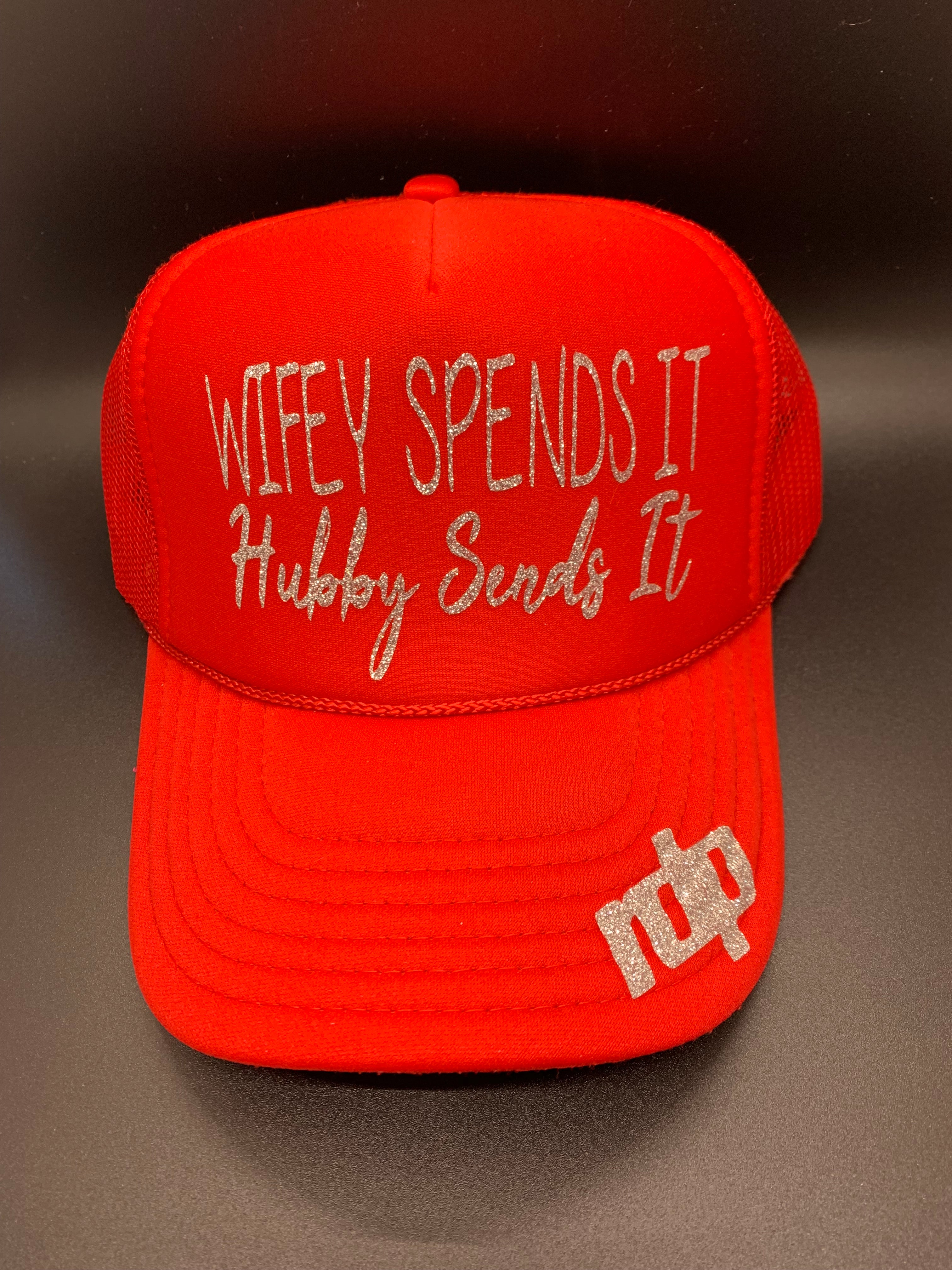 Women's 'Wifey Spends It Hubby Sends It' Shimmer Snapback