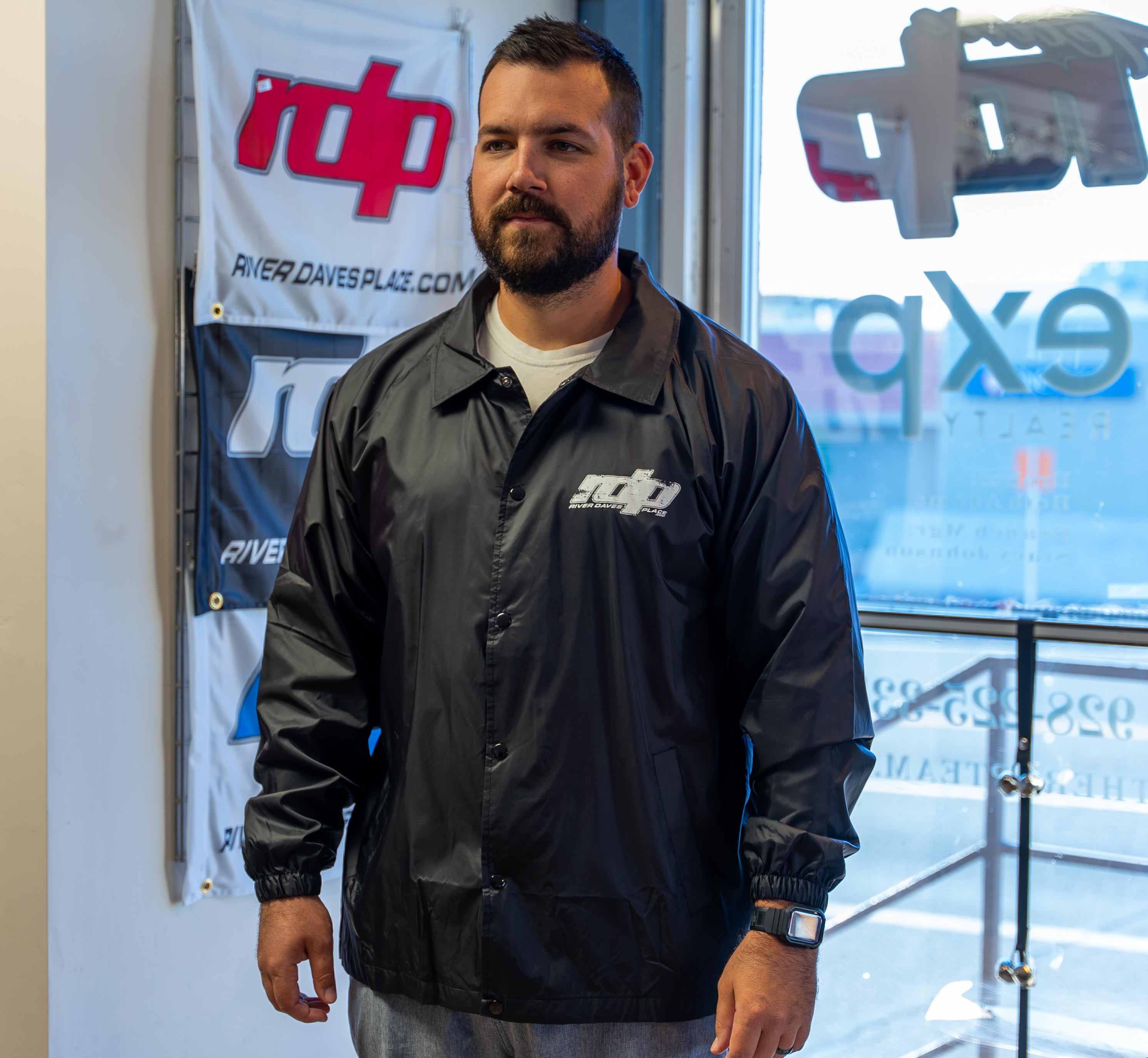 Men's Snap Front Windbreaker -Black