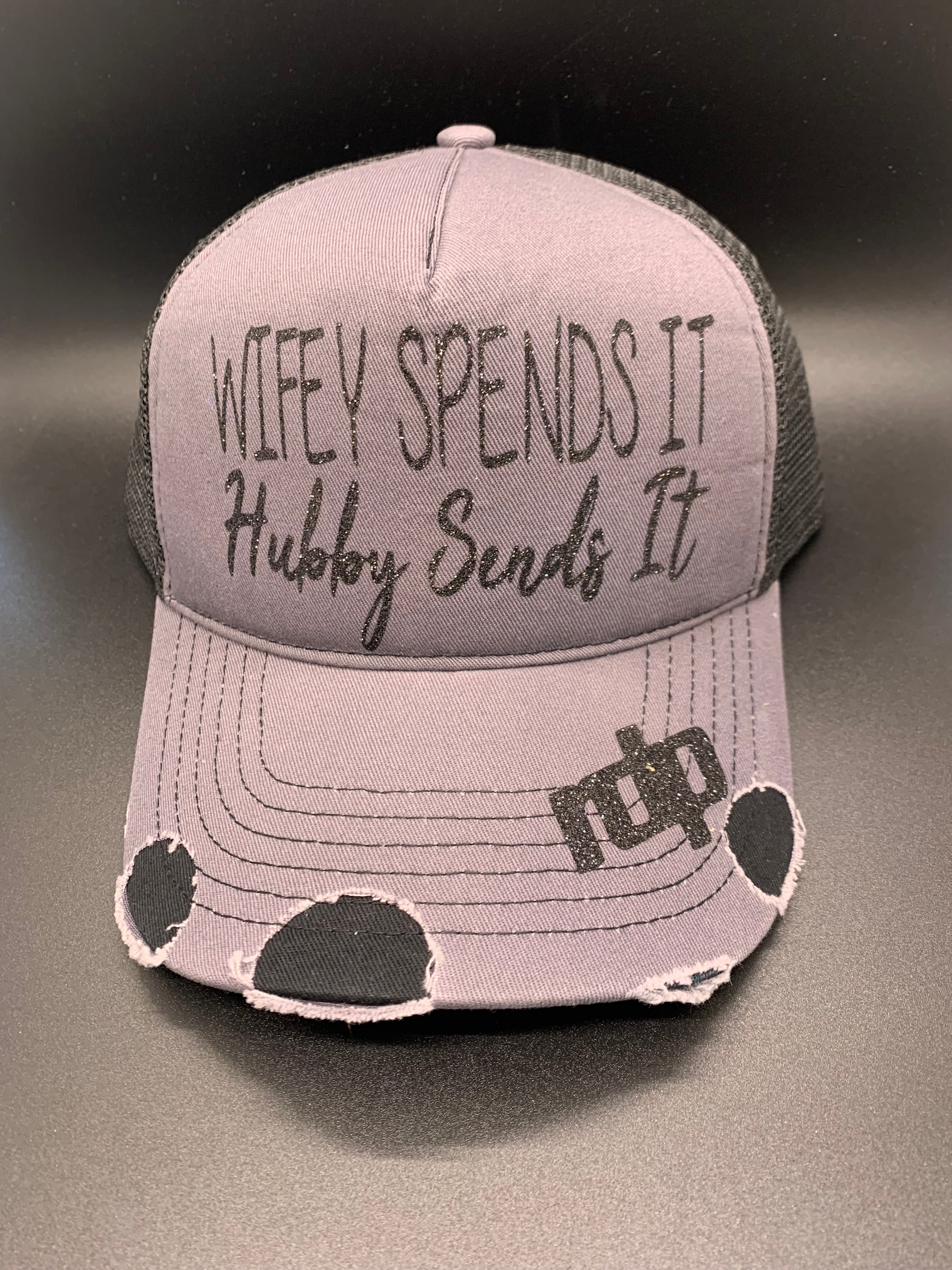 Women's 'Wifey Spends It Hubby Sends It' Shimmer Snapback