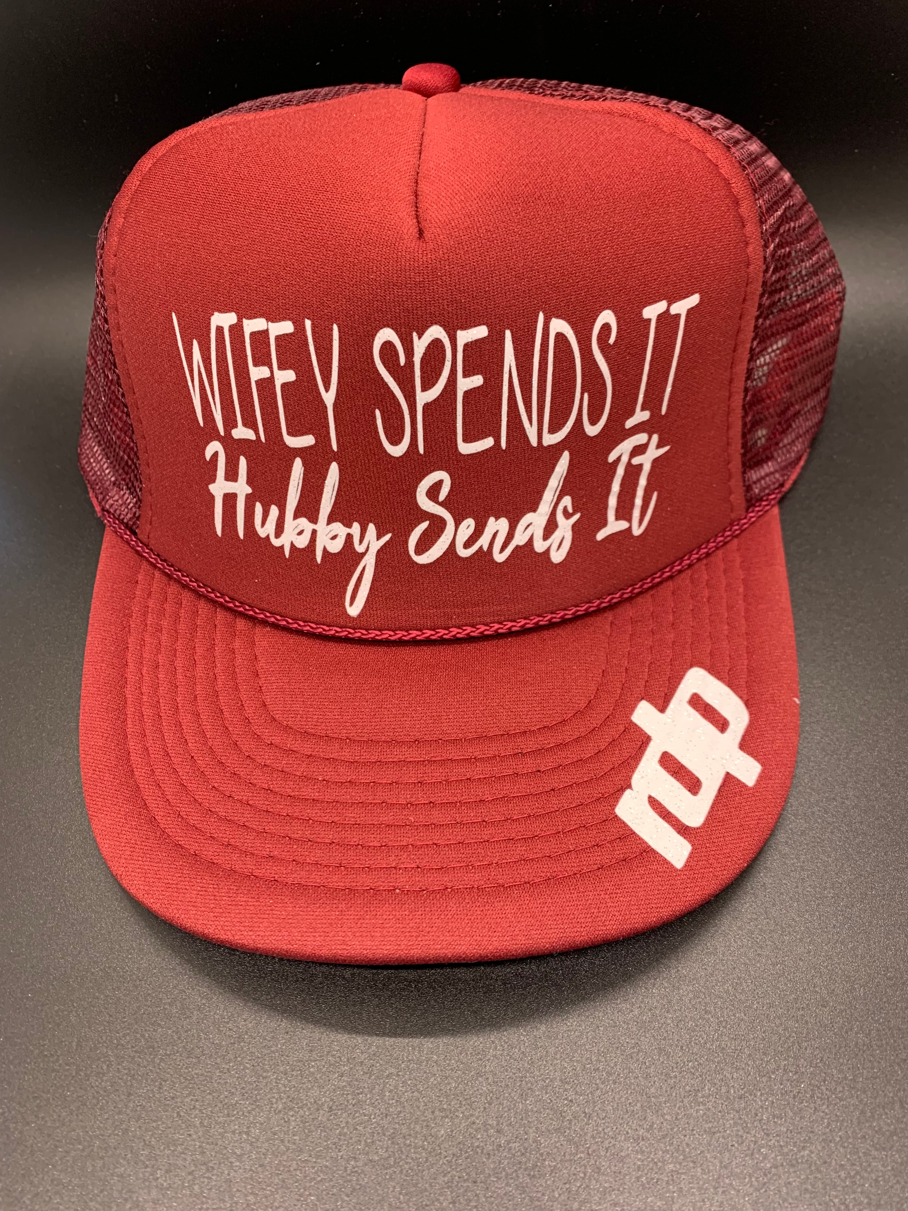 Women's 'Wifey Spends It Hubby Sends It' Shimmer Snapback