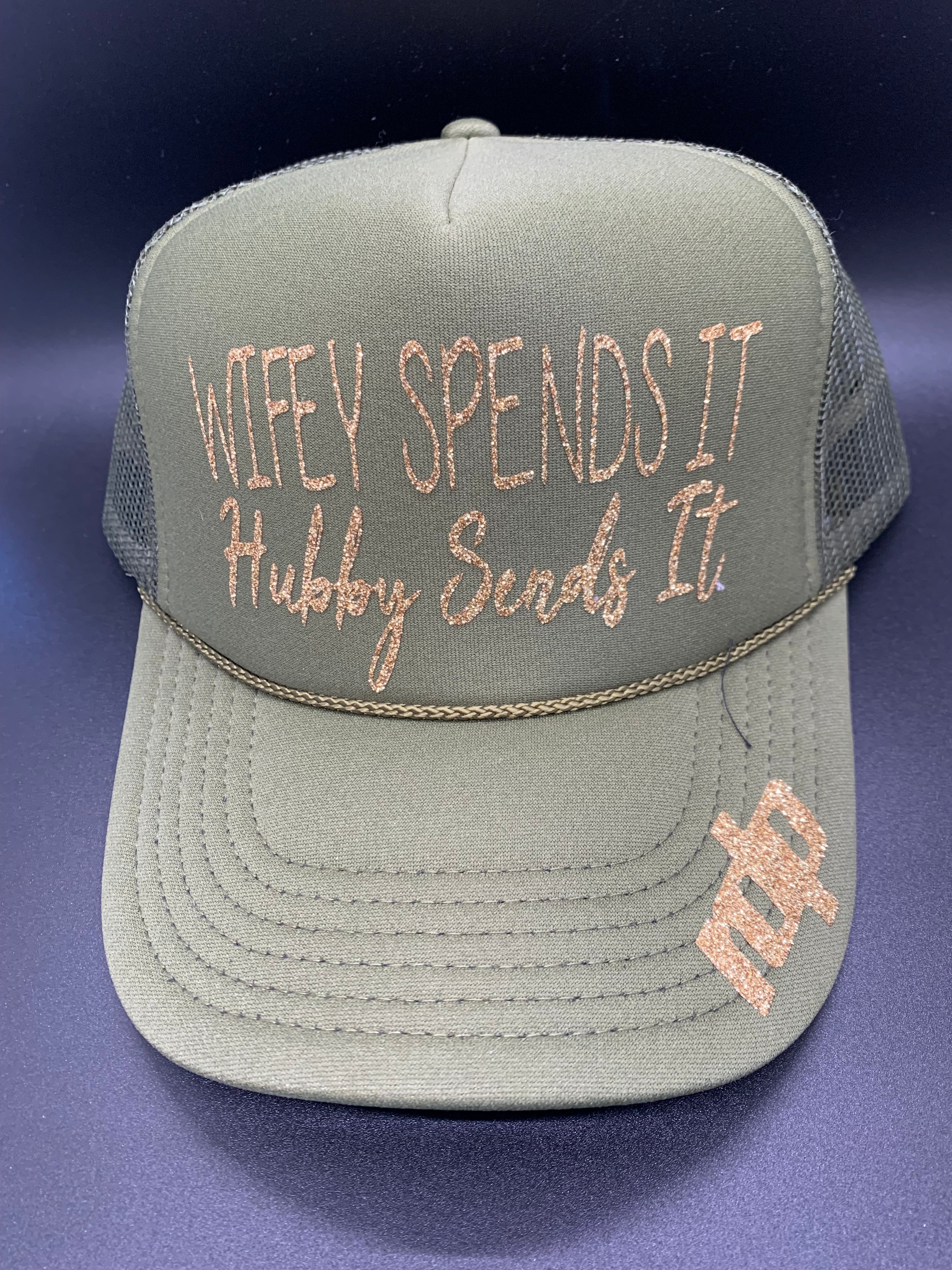 Women's 'Wifey Spends It Hubby Sends It' Shimmer Snapback